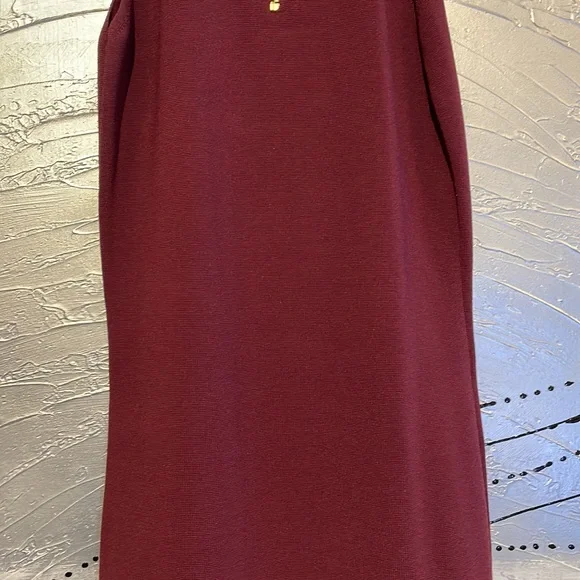 Michael Kors Halter Midi Dress With Gold Zipper Size XS Burgundy - Picture 8 of 10
